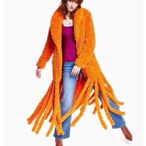 INC International Concepts faux fur fringe trimmed coat